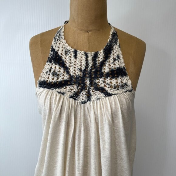 Billabong Blouse Women Small Crochet Sleeveless Halter Tie Beach Party Core Ex - Picture 2 of 11